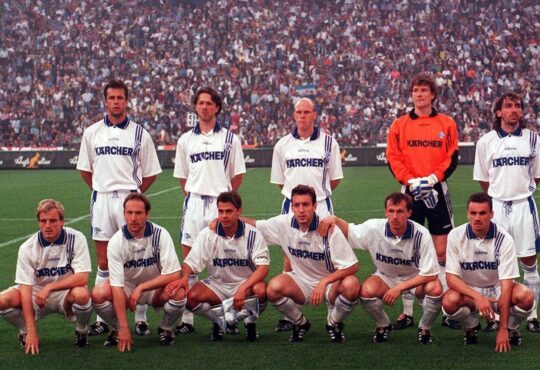 Jens Lehmann, Olaf Thon, Yves Eigenrauch, Johan de Kock, Thomas Linke, Mike Büskens, Jiri Nemec, Andreas Müller, Radoslav Latal, Marc Wilmots, Martin Max, Inter Mailand, UEFA-Pokal, Eurofighter, 1997
