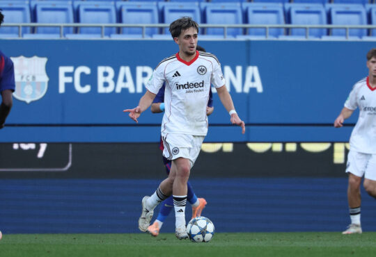 FBL-SPA YL FC Barcelona, Barca - Eintracht Frankfurt Ebu Bekir Is Eintracht Frankfurt in action during the UEFA Youth League phase Matchday 6 football match between FC Barcelona - Eintracht Frankfurt an Estadi Johan Cruyff/Sant Joan Despi, on December 09, 2025. *** FBL SPA YL FC Barcelona Eintracht Frankfurt Ebu Bekir Is Eintracht Frankfurt in action during the UEFA Youth League phase Matchday 6 football match between FC Barcelona Eintracht Frankfurt an Estadi Johan Cruyff Sant Joan Despi, on December 09, 2025 Copyright: JoaquimxFerreira